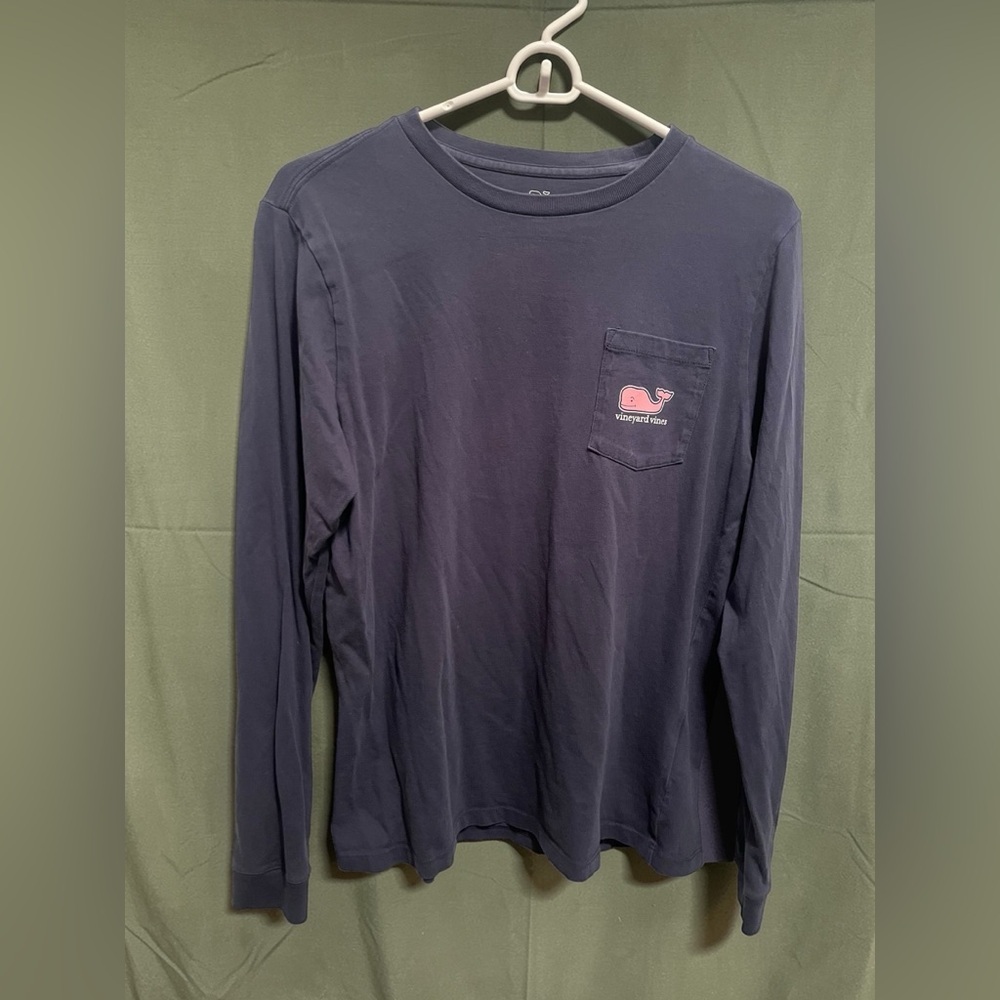 Vineyard Vines Navy Long-Sleeve Pocket Tee Boys Size XL (18)